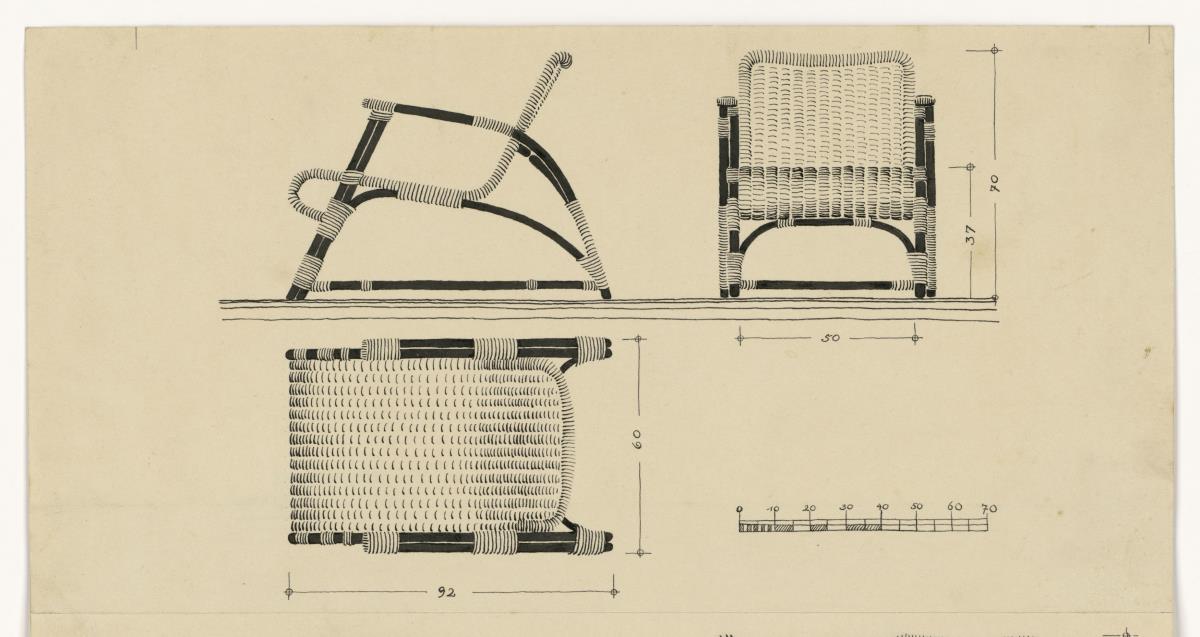 Sessel in Bondotgeflecht (Möbelbau, Stuttgart)