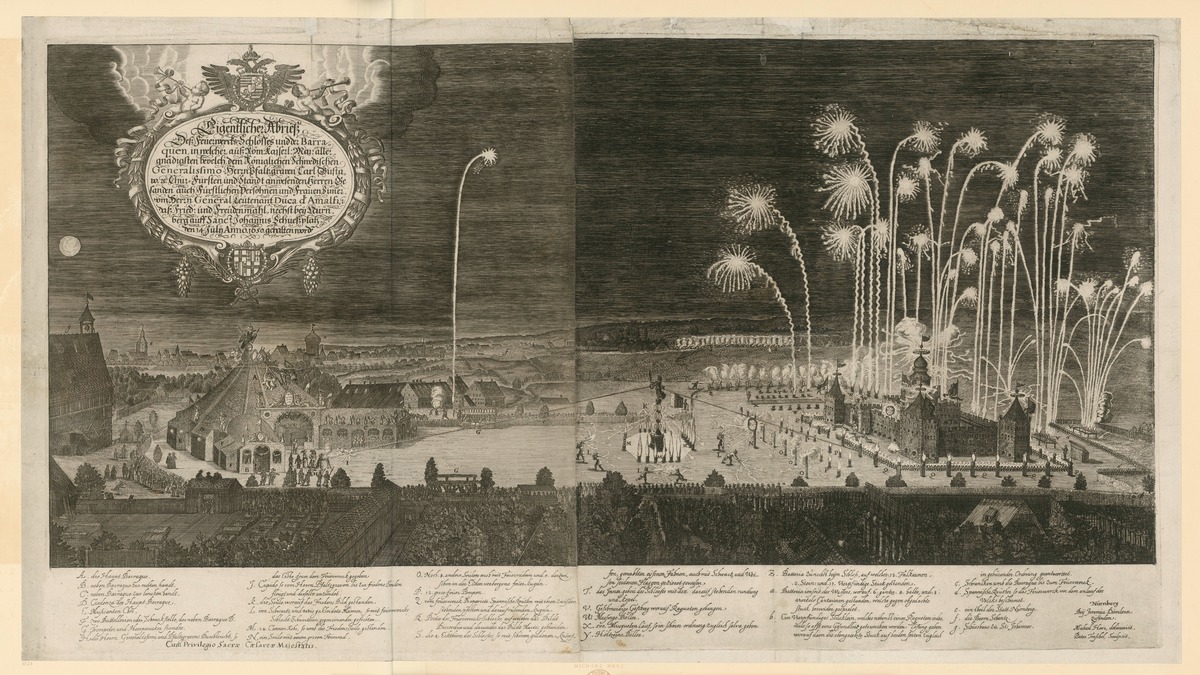 Feuerwerktheater für Karl X. Gustav und Ottavio Piccolomini in Nürnberg 1650