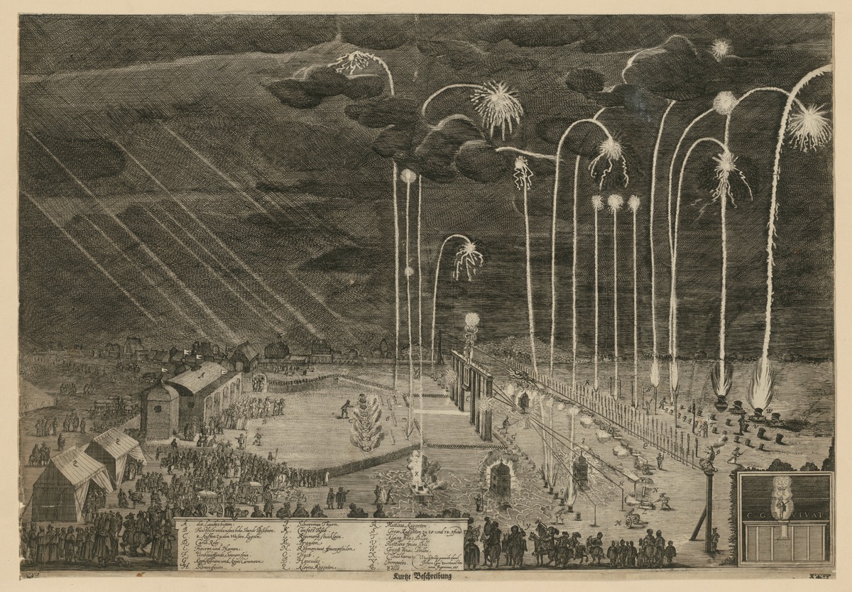 Karl X. Gustav ehrt Christoph Karl von Schlippenbach mit einem Feuerwerk
