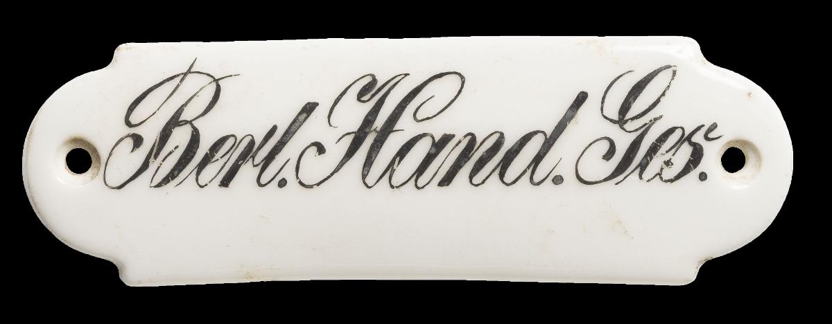 Namensschild "Berl. Hand. Ges."