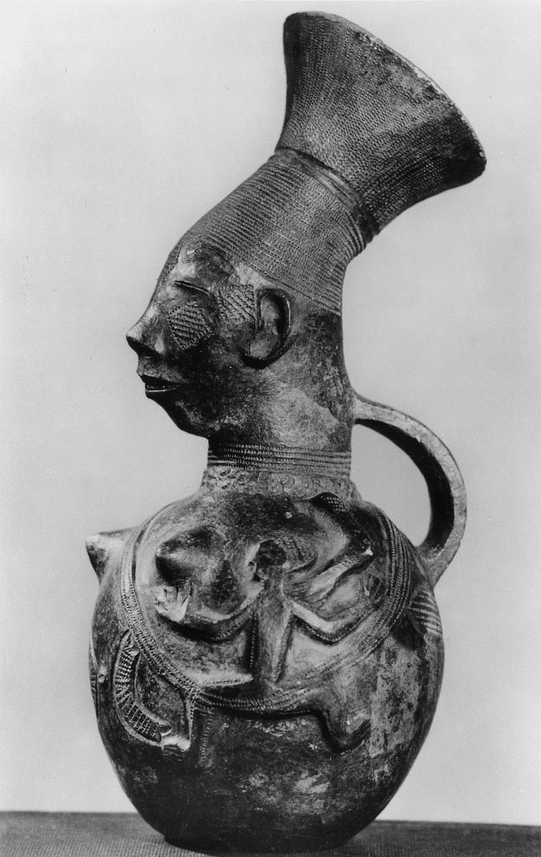Tongefäß, Mutter mit Kind, Maugbetu, Kongo