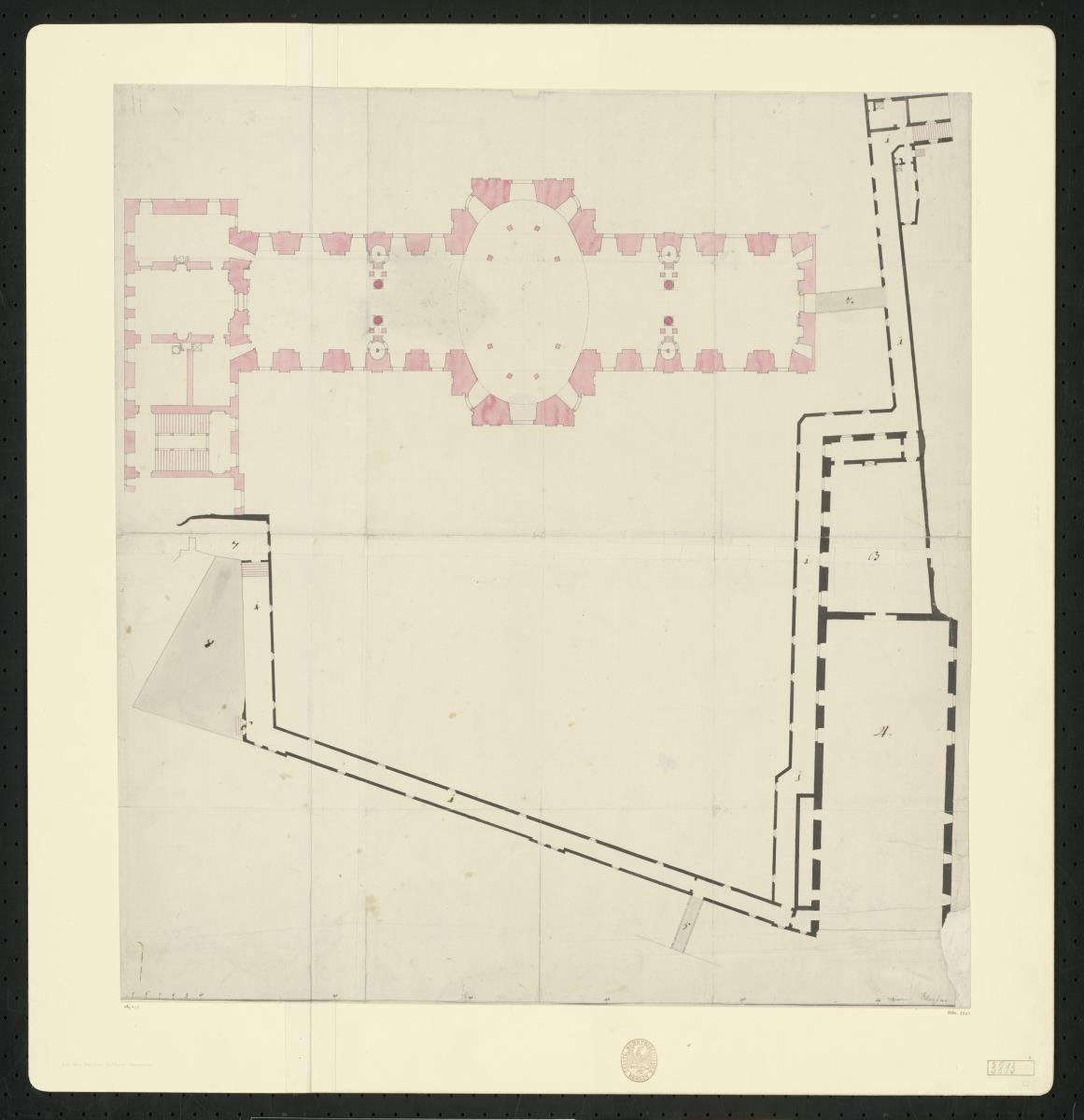 Hofbibliothek Wien, Grundriss mit Vorplatz