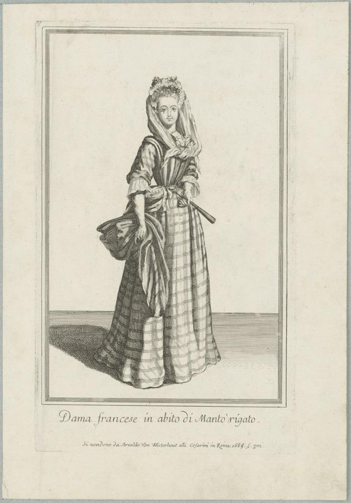 Dama francese in abito di Manto rigato