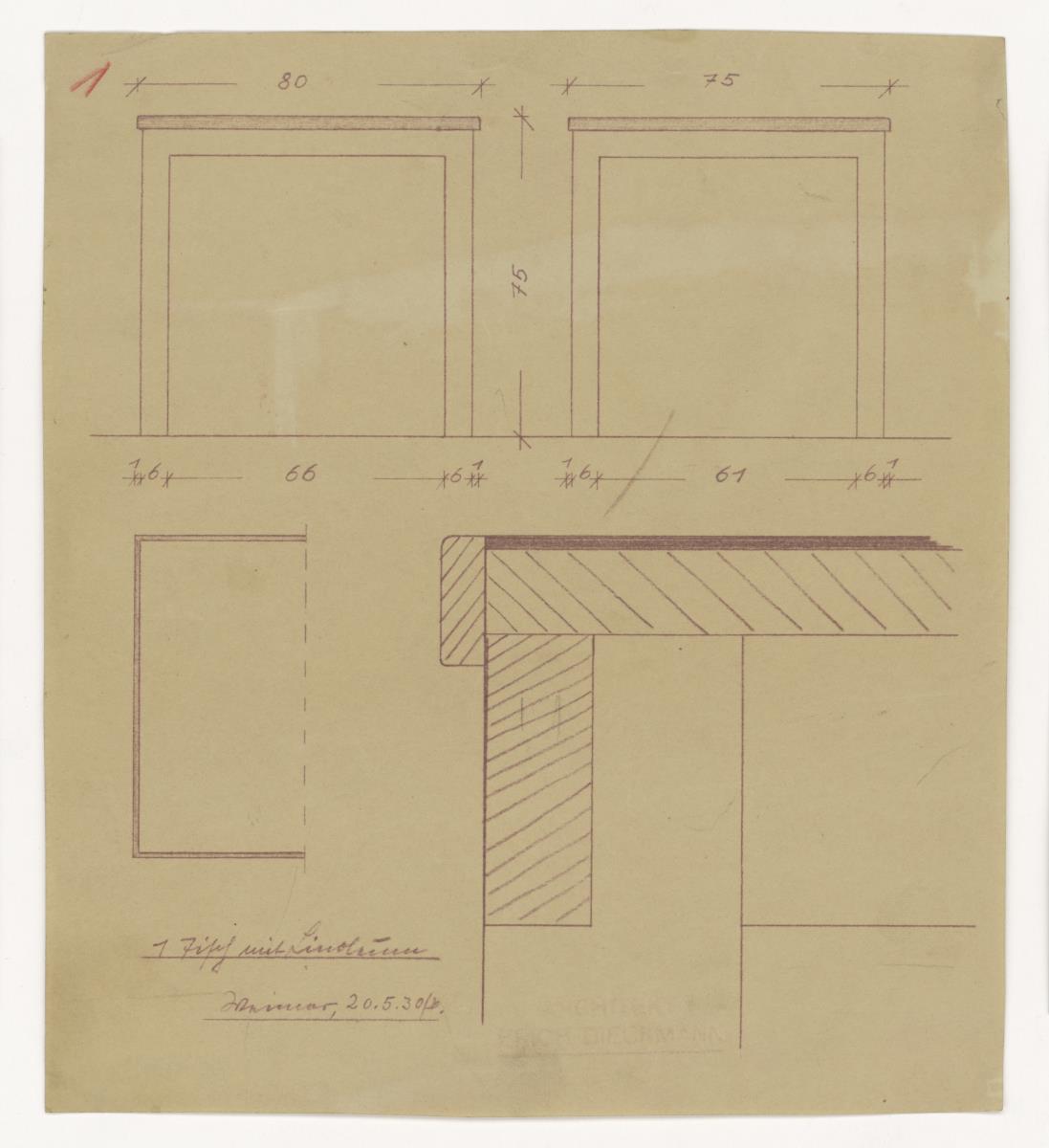 Tisch mit Linoleum (Möbelentwürfe, Tische)