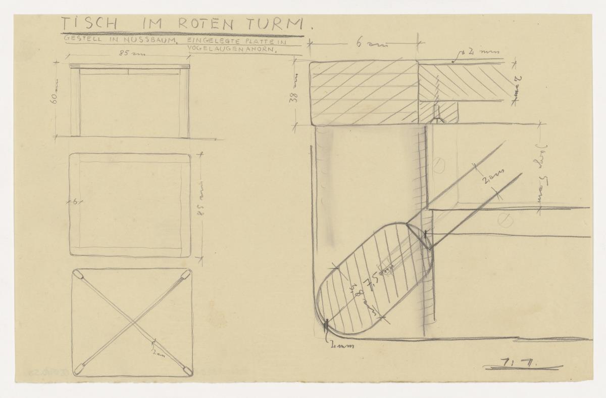Tisch im Roten Turm (Möbelentwürfe, Tische)