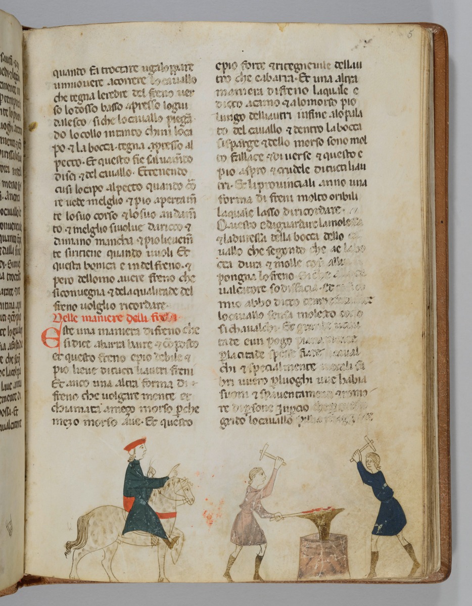 Giordano Rosso, Libro delle Mariscalcie dei cavalli. Pferd, das zur Schmiede kommt