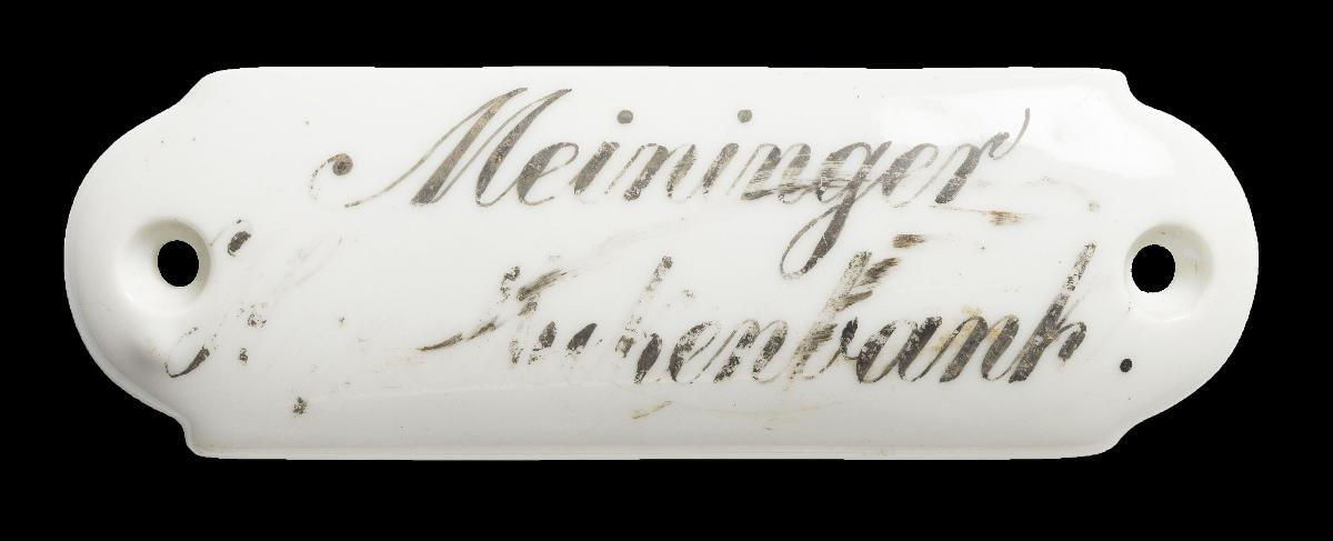 Namensschild "Meininger Hypothekenbank."