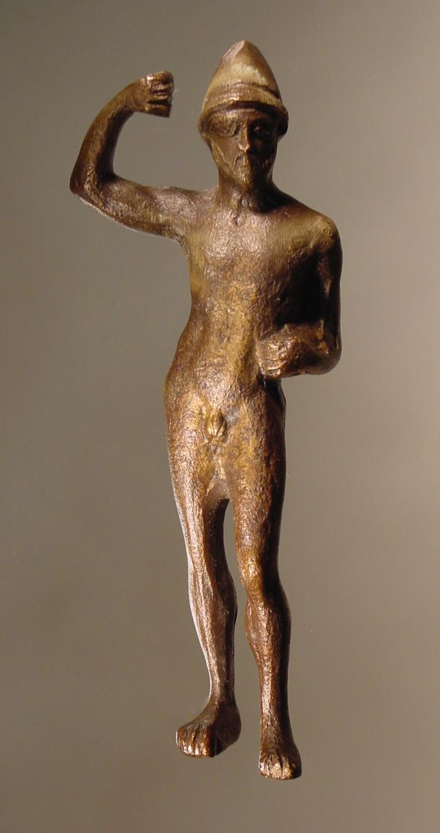 Statuette eines nackten Mannes mit spitzem Helm (Nachguß)
