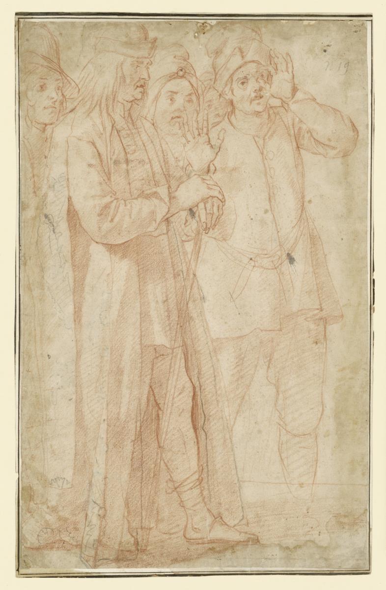 Zuschauergruppe: die hebräischen Würdenträger (im Arazzo mit der Darstellung der Enthauptung Johannes des Täufers)
