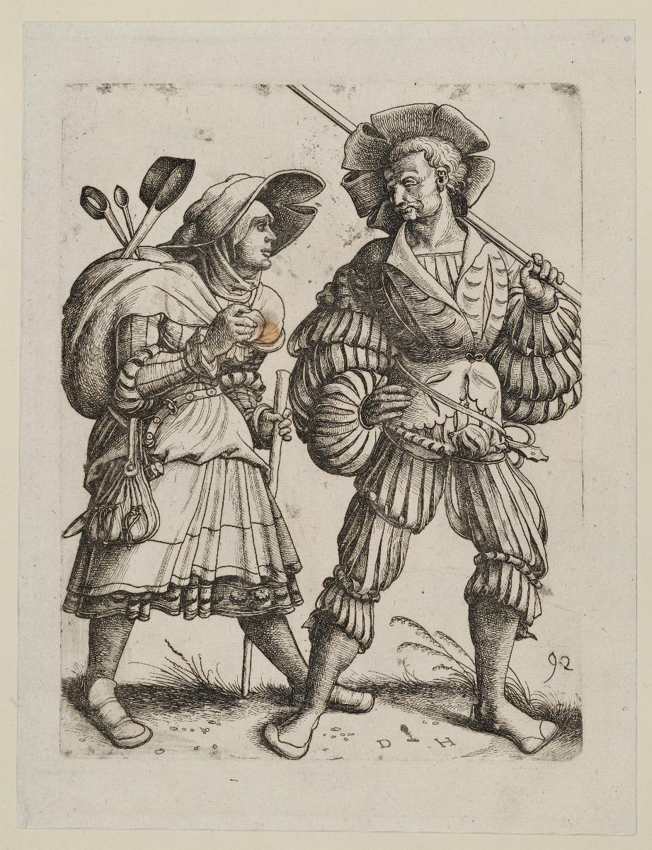 Landsknecht (Koch) in Schlitzmode und seine Frau