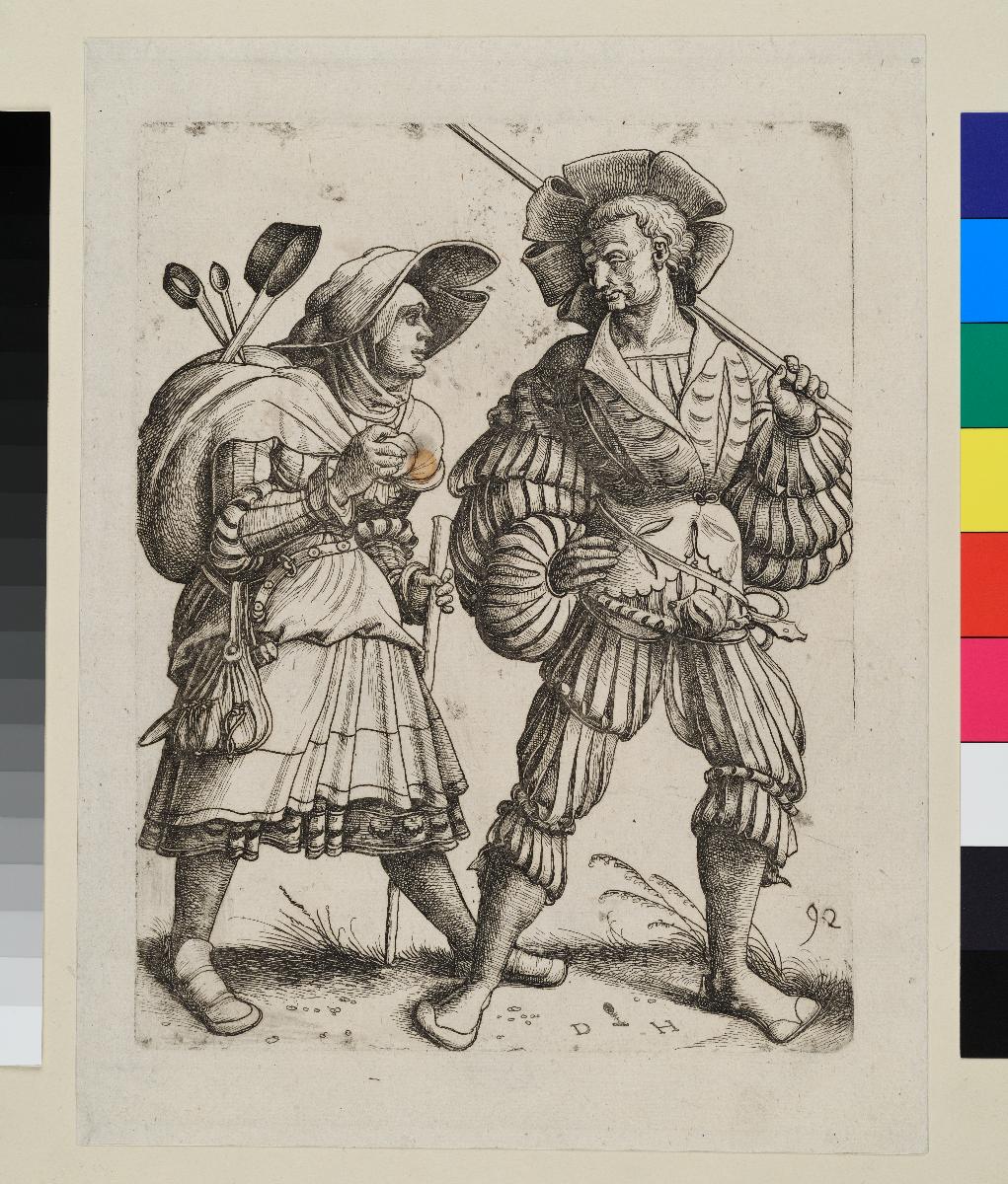 Landsknecht (Koch) in Schlitzmode und seine Frau