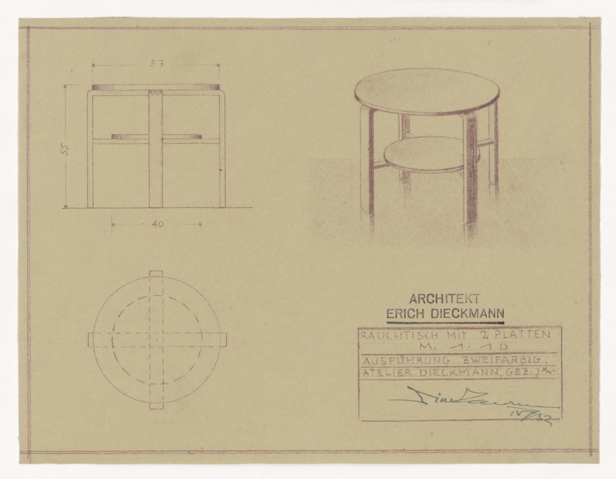Rauchtisch mit zwei Platten (Möbelentwürfe, Tische)