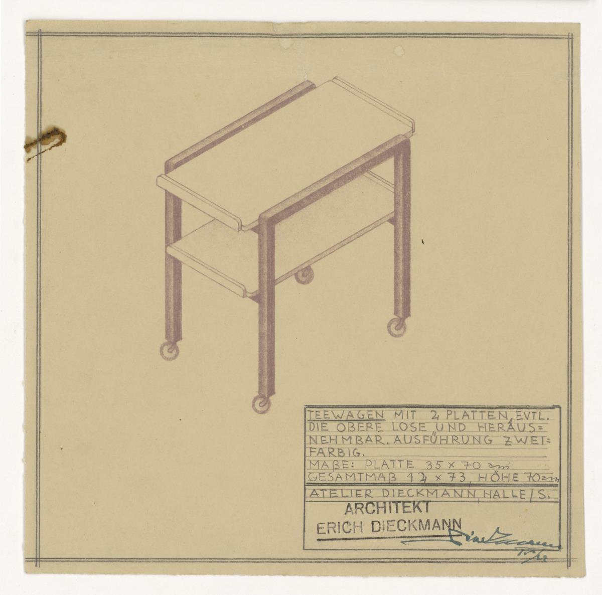 Teewagen mit zwei Platten (Möbelentwürfe, Tische)