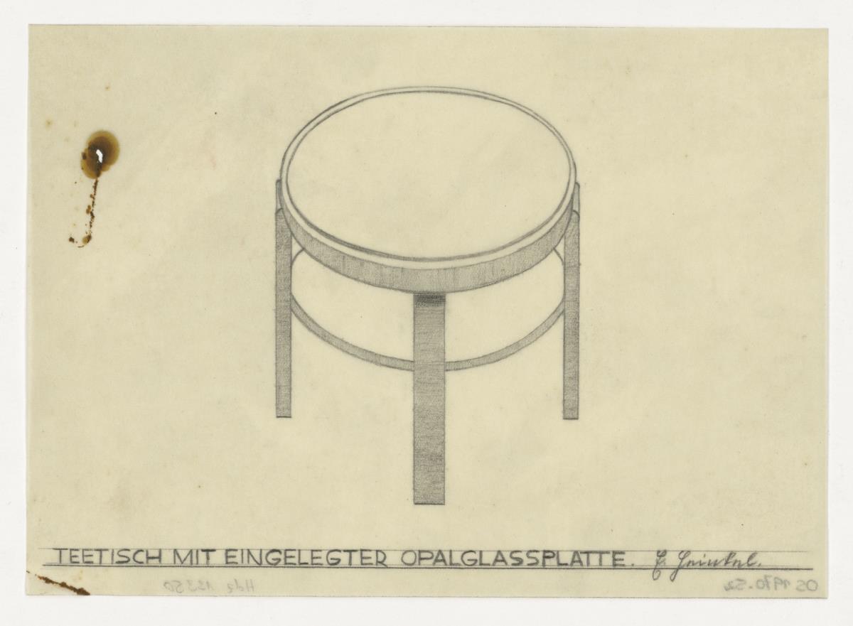 Teetisch mit Opalglasplatte (Möbelentwürfe, Tische)
