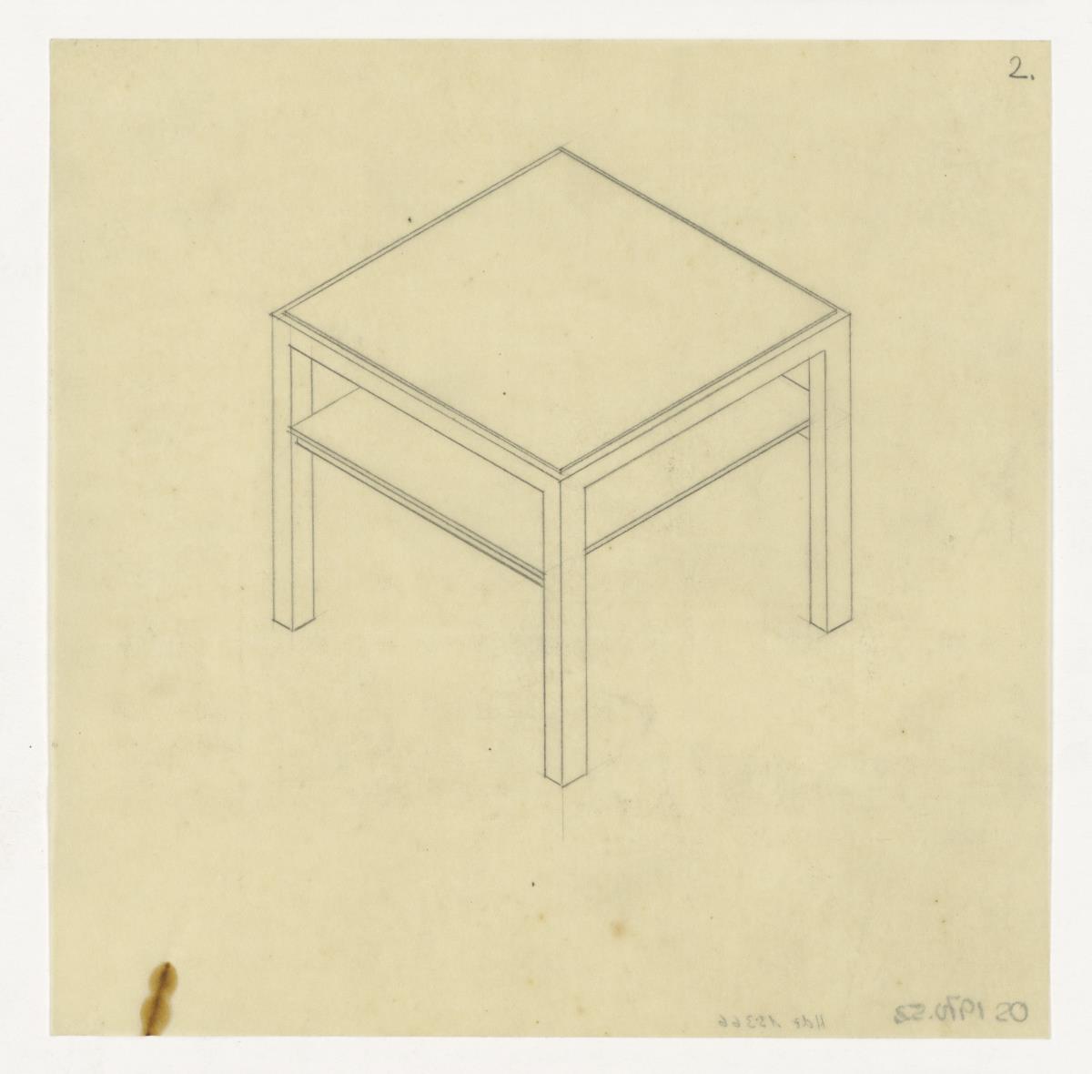 Teetisch, mit zwei Platten, quadratisch (Möbelentwürfe, Tische)