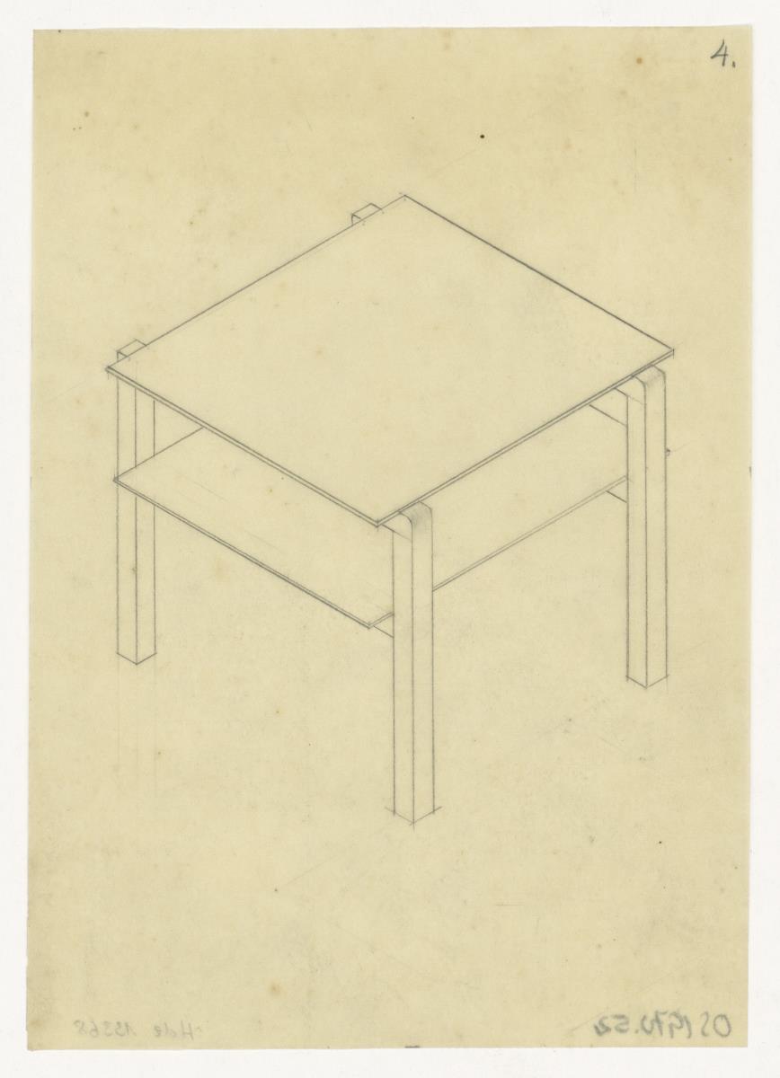 Teetisch, mit zwei Platten, quadratisch (Möbelentwürfe, Tische)
