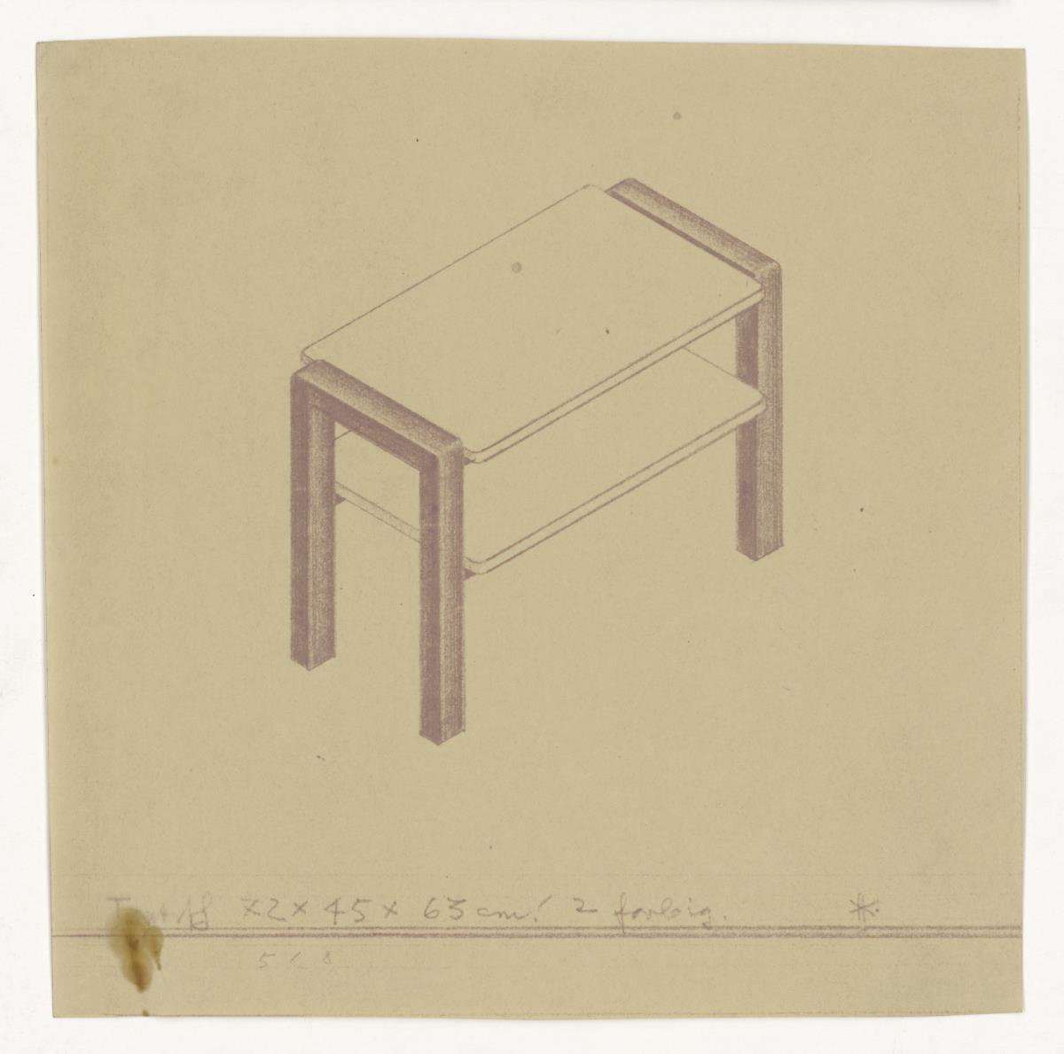 Teetisch mit zwei Platten (Möbelentwürfe, Tische)