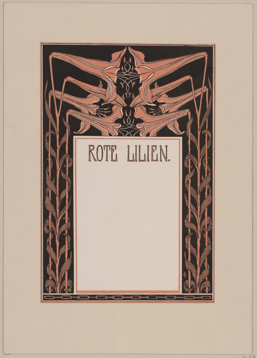 Umrahmung mit Inschrift Rote Lilien