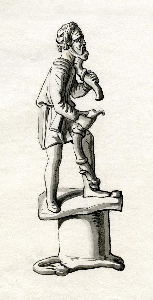 Aufsatz mit Figur eines alten Mannes mit zerbrochener Rebe (?)