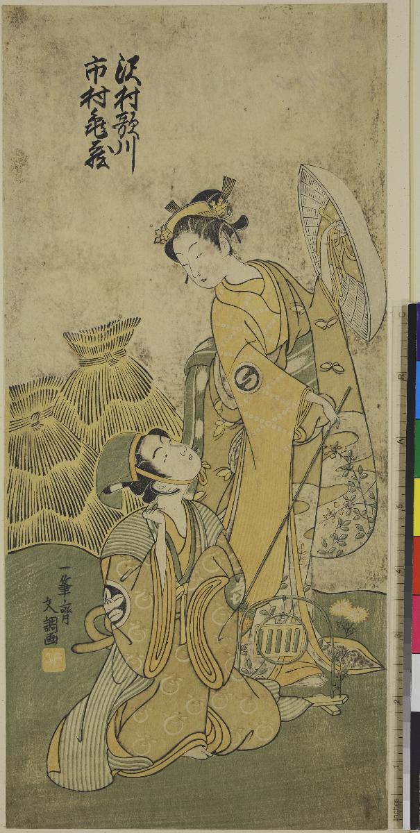 Die Schauspieler Sawamura Sōjūrō II und Ichimura Kamezō I