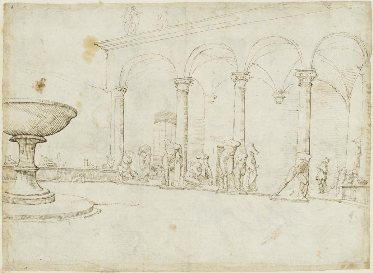 Gartenhalle des Palazzo Medici-Madama mit antiken Skulpturen
