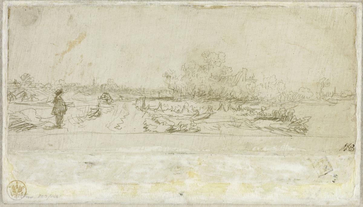 Flachlandschaft mit stehendem Mann