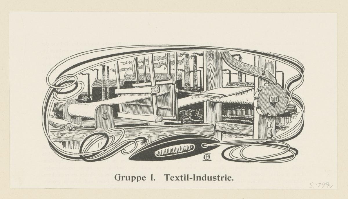 Gruppe I. Textil-Industrie (in Berlin und seine Arbeit, Amtlicher Bericht der Berliner Gewerbe-Ausstellung 1896, S. 199)