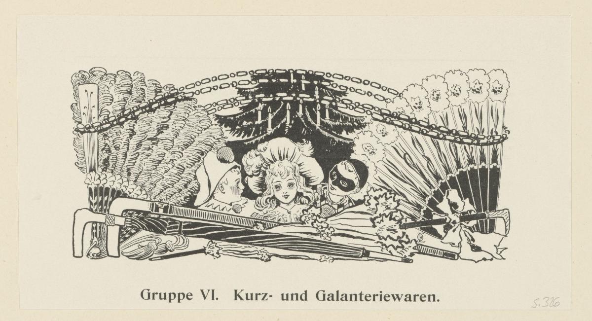 Gruppe VI. Kurz- und Galanteriewaren (in Berlin und seine Arbeit, Amtlicher Bericht der Berliner Gewerbe-Ausstellung 1896, S. 326)