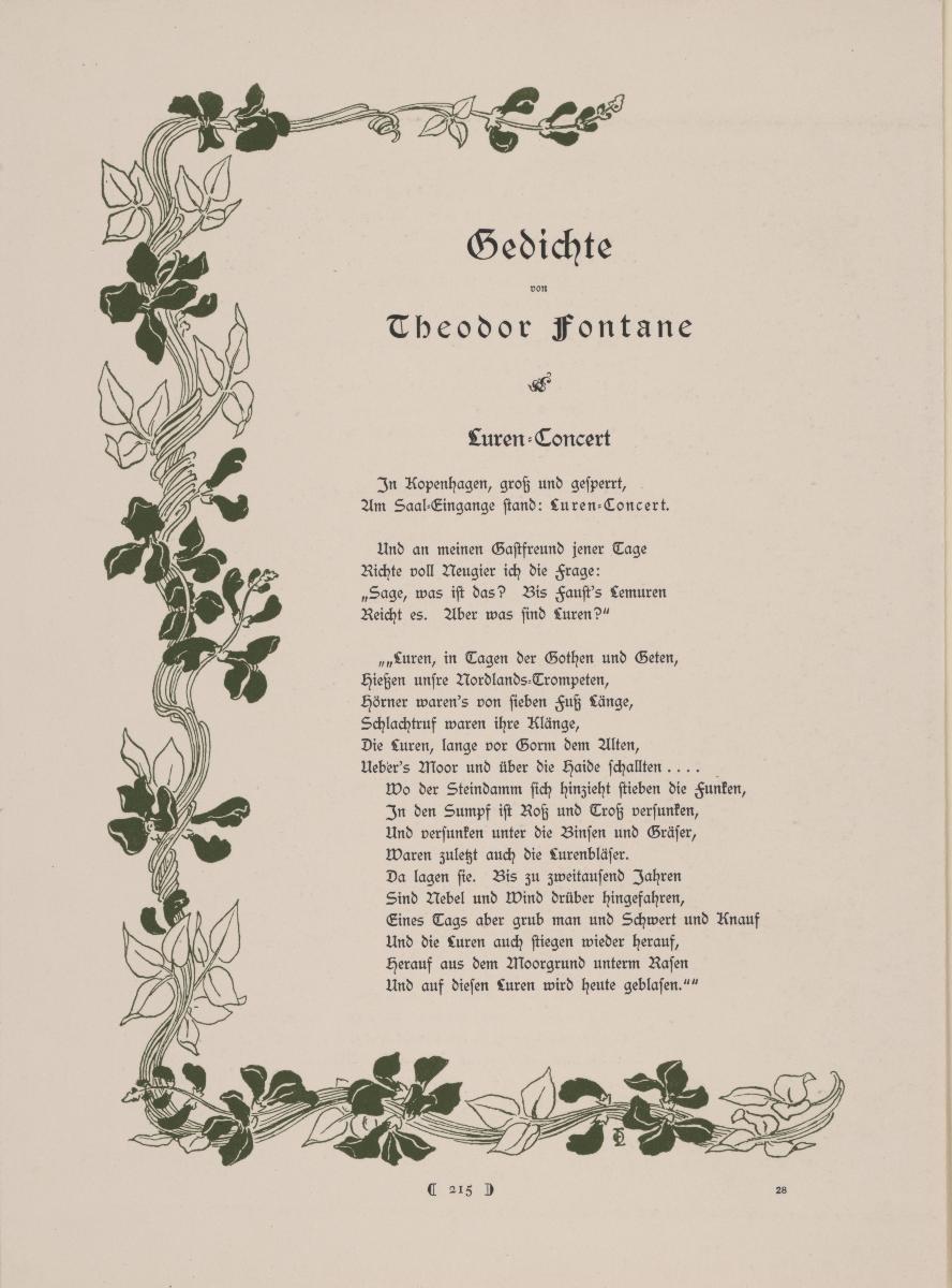 Umrahmung Gedichte von Theodor Fontane, Luren-Concert (in PAN Heft 4/1896, S. 215)