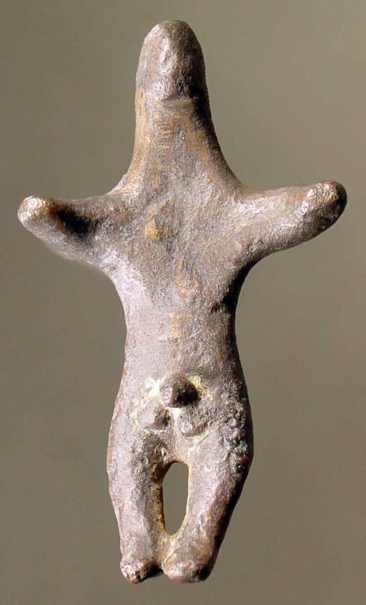 Rohe protogeometrische Statuette eines nackten Mannes