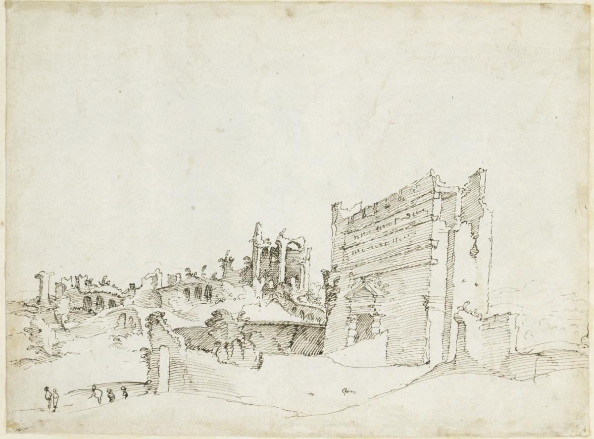 Blick von der Minerva Medica zur Porta Maggiore (rechte Hälfte zu fol. 49 verso)