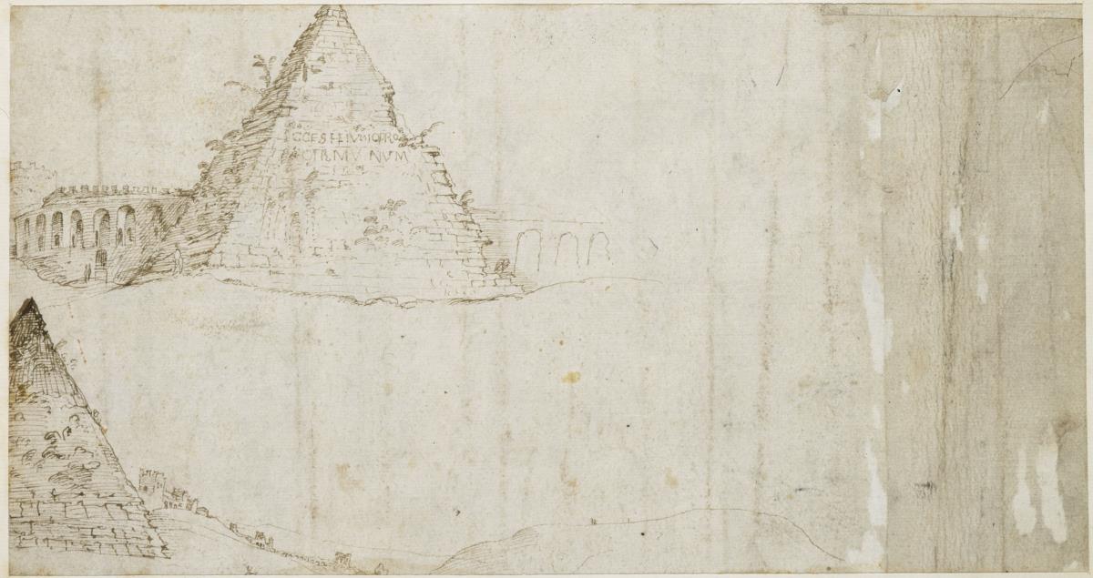 Zwei Ansichten der Cestius-Pyramide