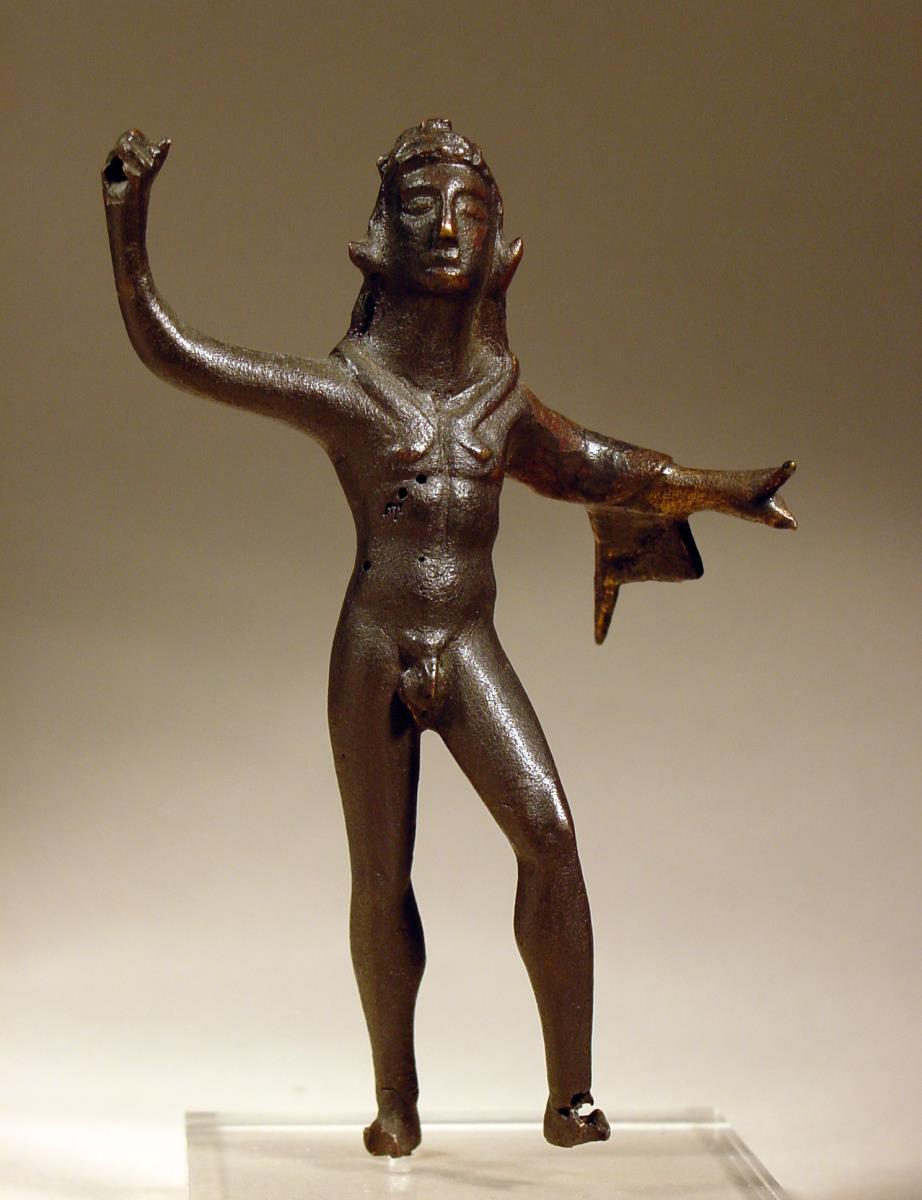 Heraklesstatuette mit Löwenfell über Kopf und Arm