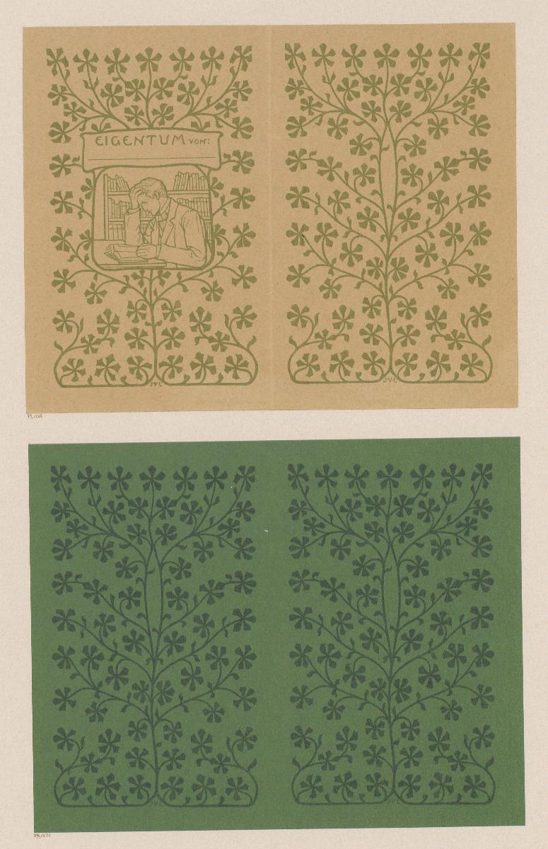 Ornamentales Vorsatzpapier mit Illustration