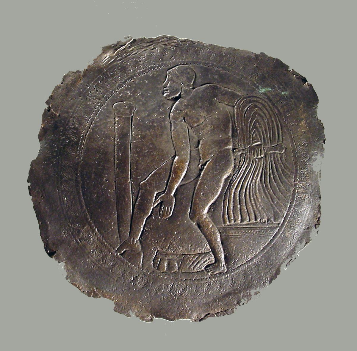 Innenbild einer Griffschale (?) mit Odysseus beim Palladionraub (Fragment)