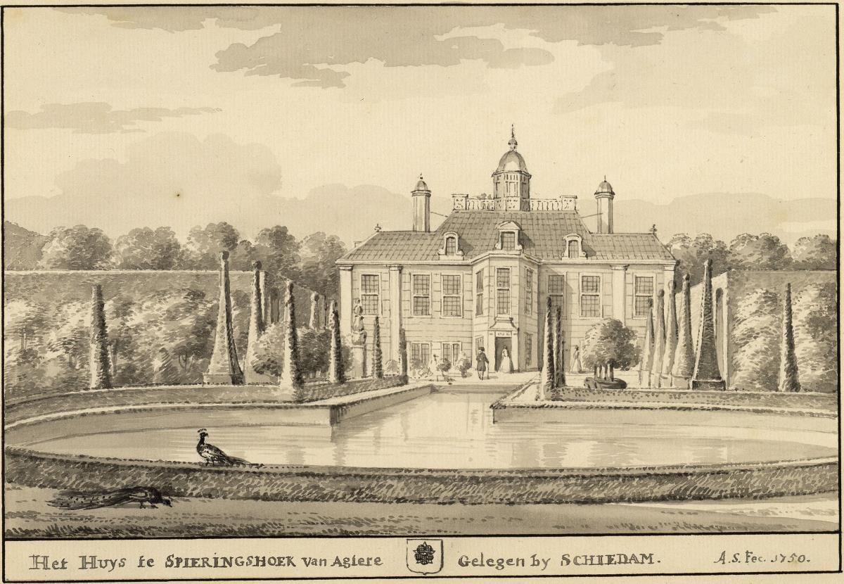 Ansicht des Landschlosses Spieringshoek bei Schiedam