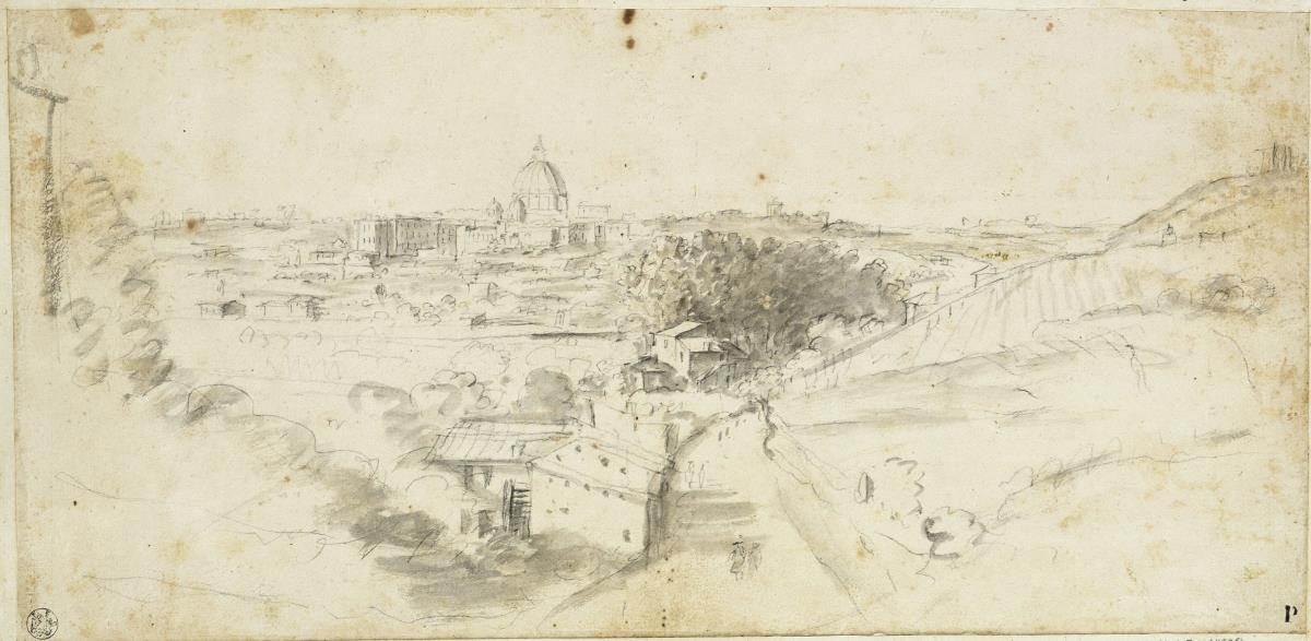 Blick auf San Pietro und den Palast Sixtus V. vom Monte Mario aus
