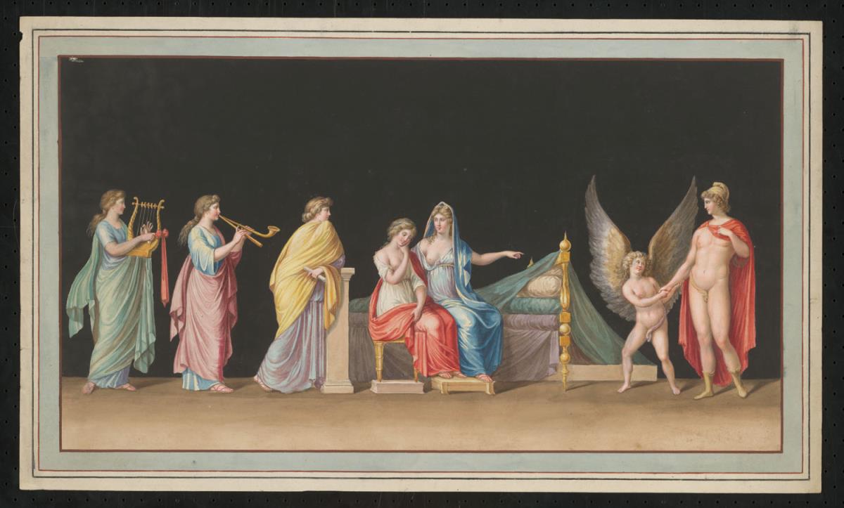 Wanddekorationsentwurf, Szene aus antiker Mythologie
