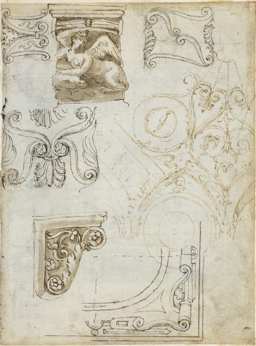 Ornament. Konsole mit Sphinx