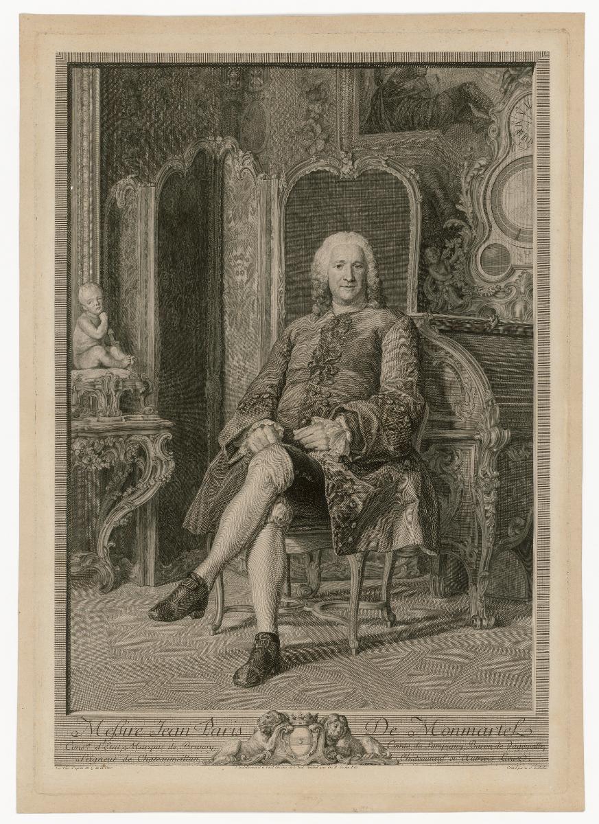 Ganzfiguriges Bildnis des Messire Jean Paris de Monmartel, sitzend