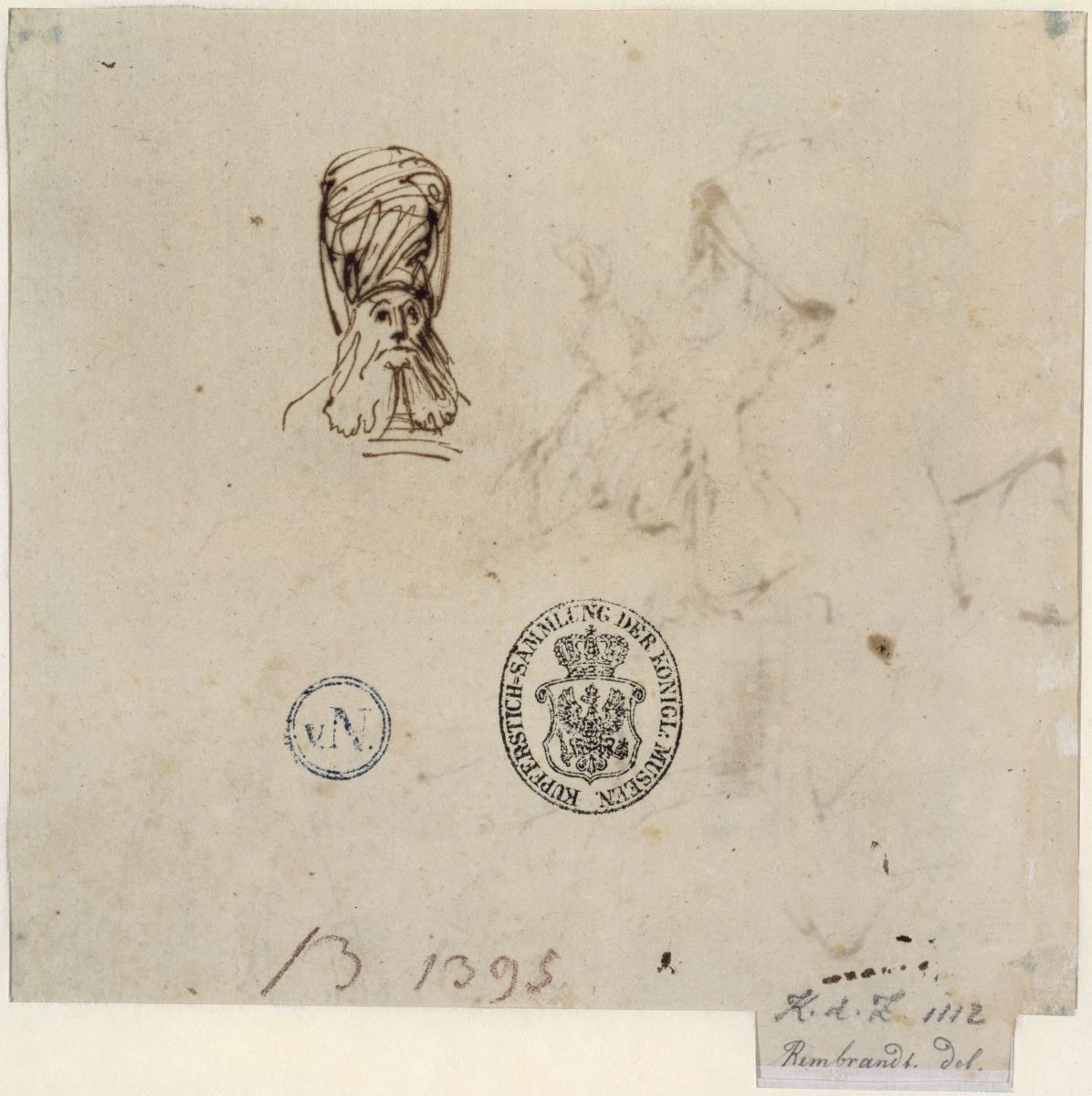 Kopf eines bärtigen Mannes mit Turban