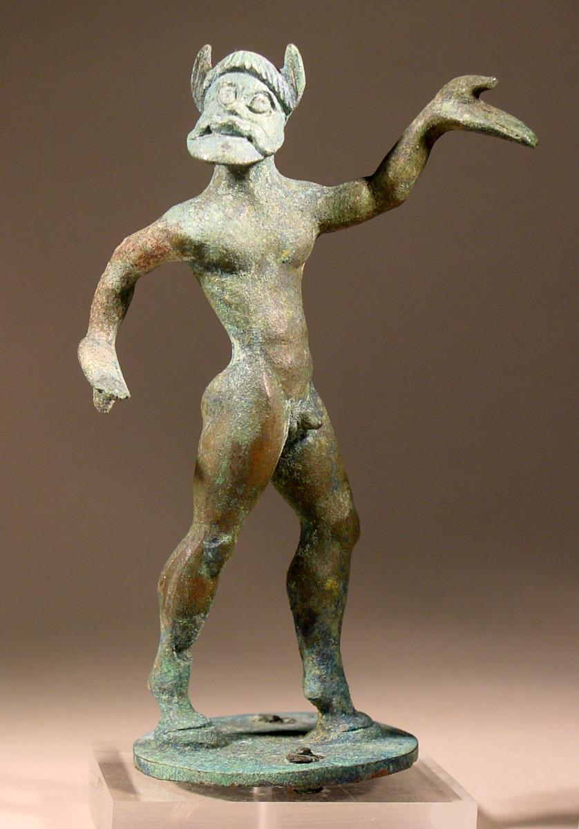 Kandelaberbekrönung (?). Statuette eines tanzenden Satyrs