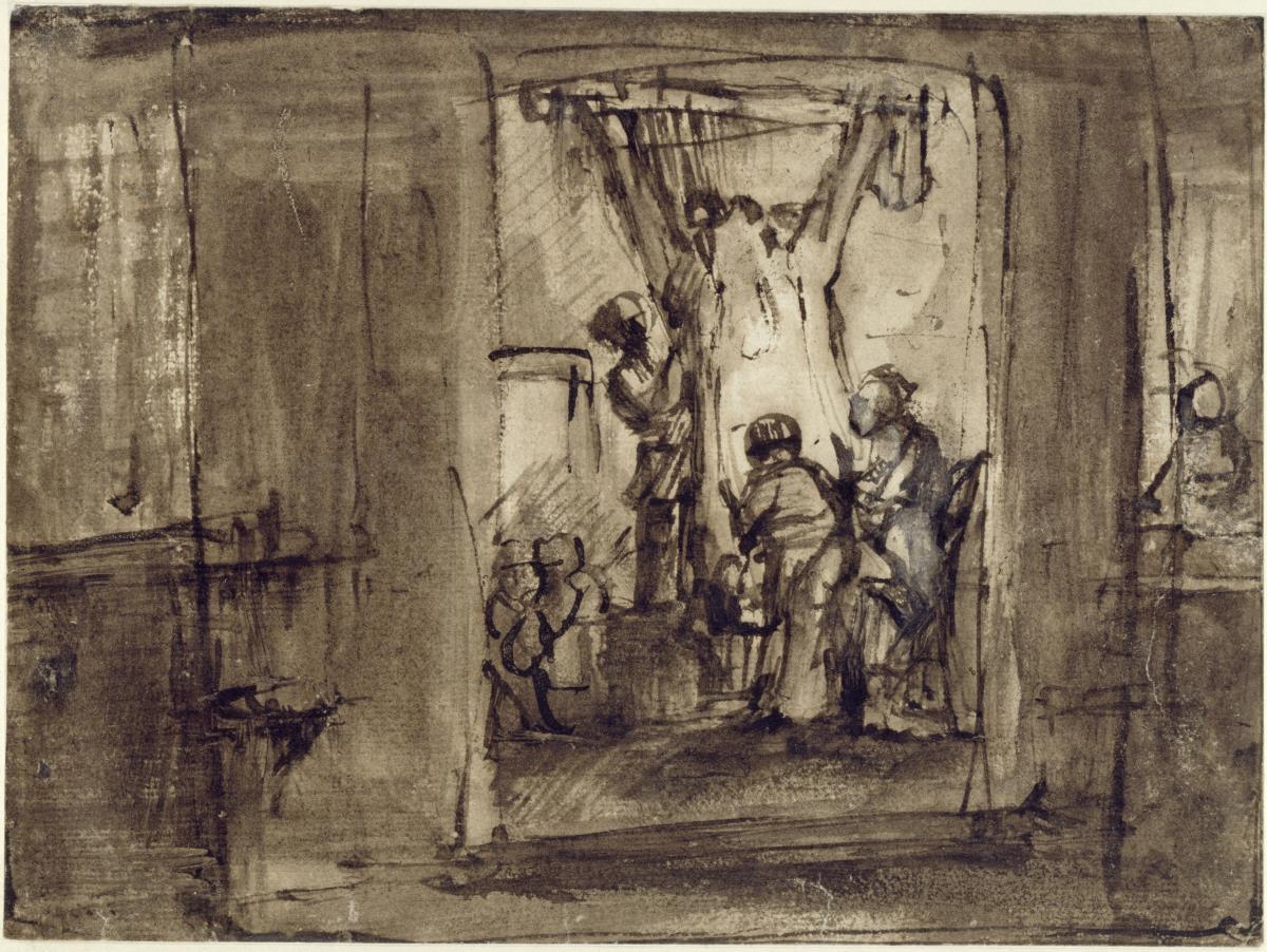 Interieur mit geschlachtetem Ochsen