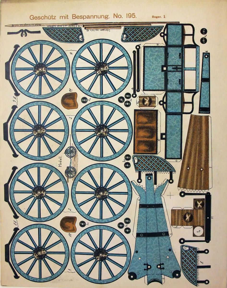 Modellirbogen No. 195. Geschütz mit Bespannung