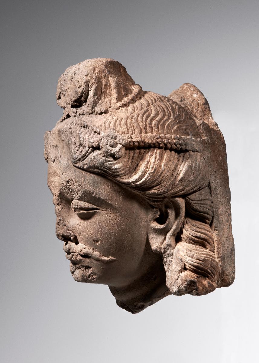 Kopf eines Bodhisattva mit Schnurrbart