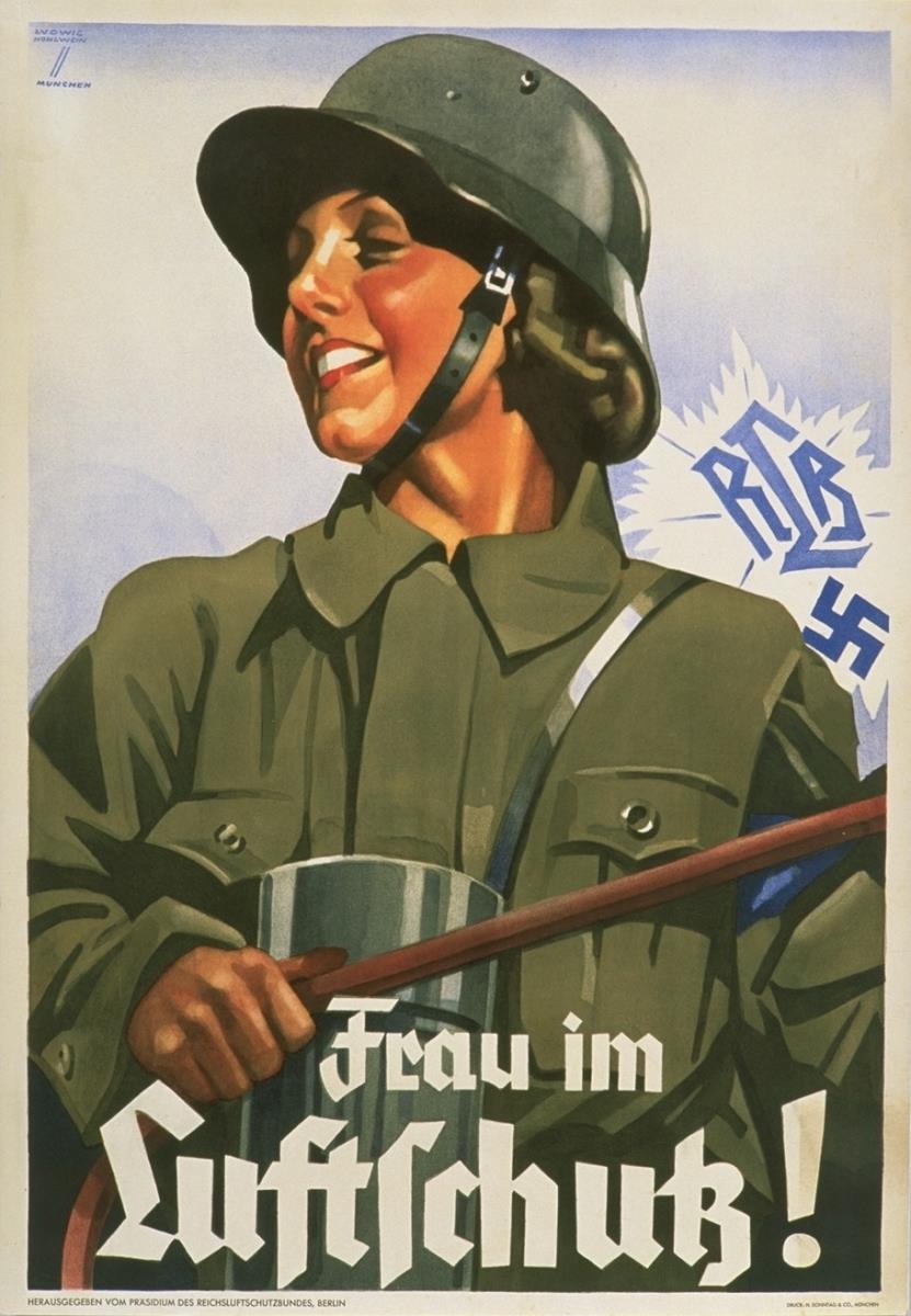 Frau im Luftschutz!