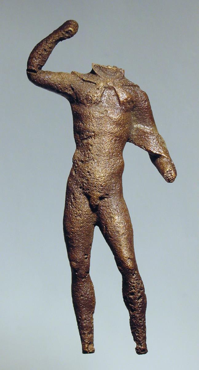 Heraklesstatuette mit Löwenfell über dem Kopf