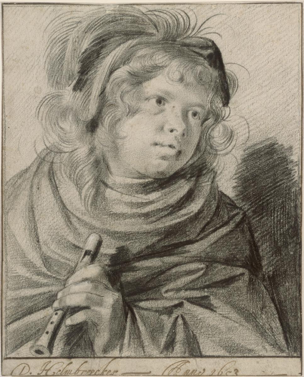 Knabe mit Flöte in der Hand