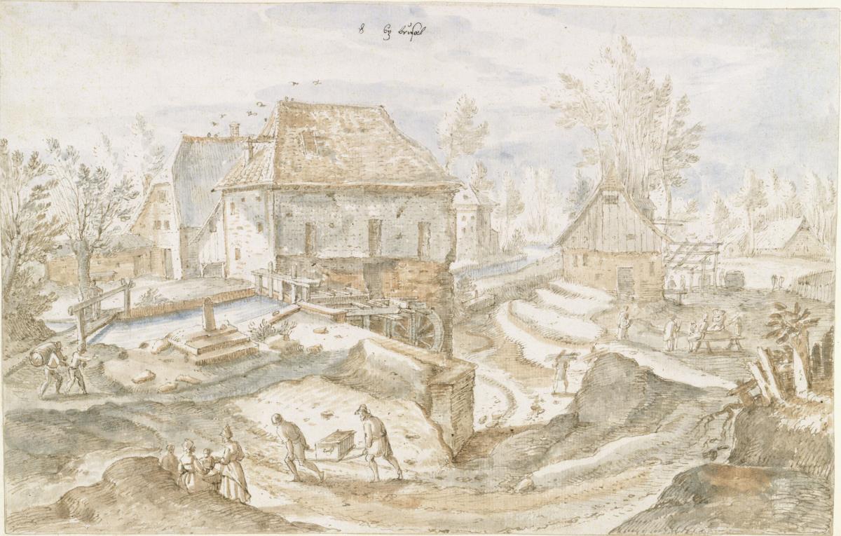 Landschaft bei Brüssel (Wassermühle in Schaarbeck)