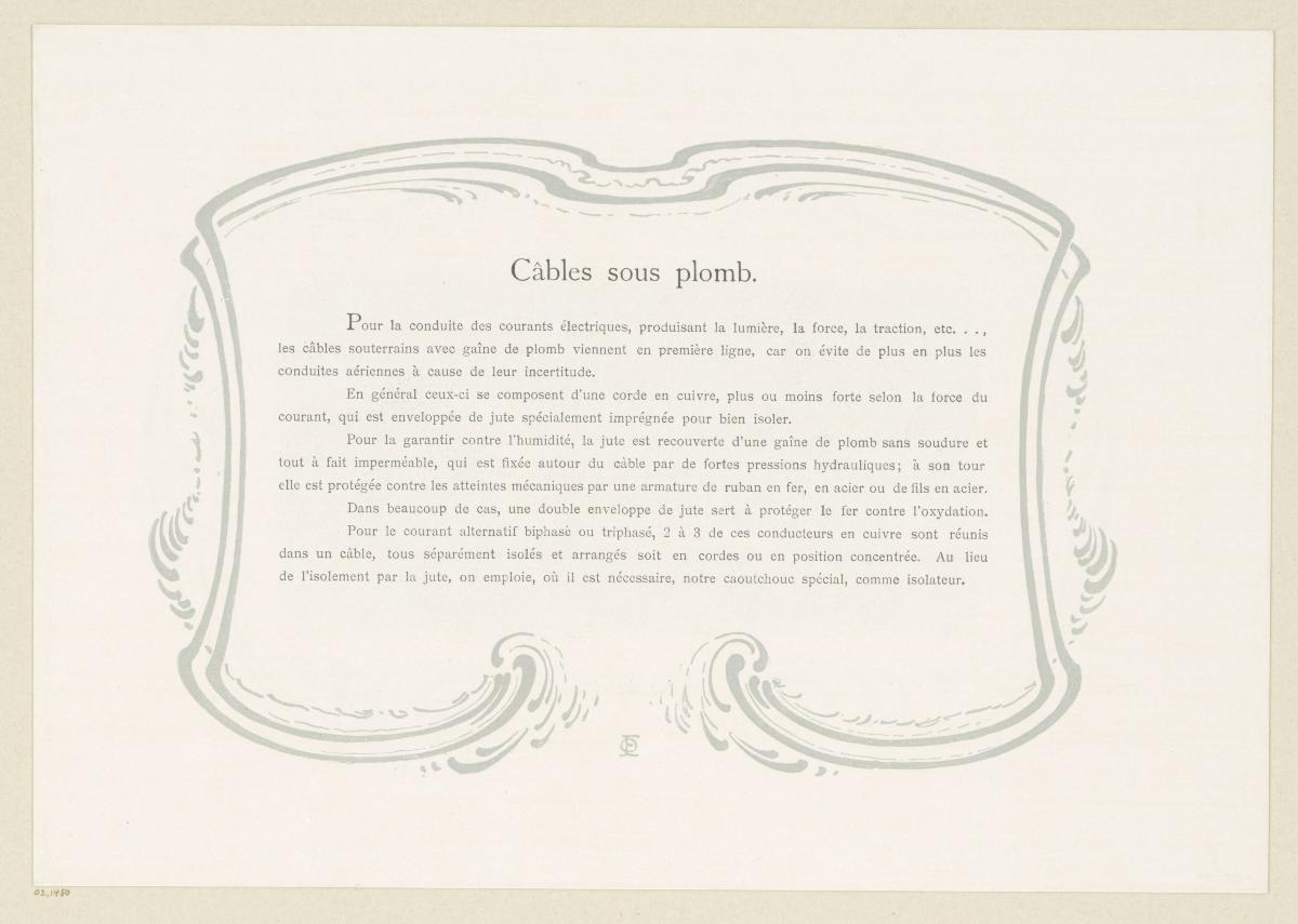 Câbles sous plomb (Seite aus AEG Usine à Câbles, Paris 1900)